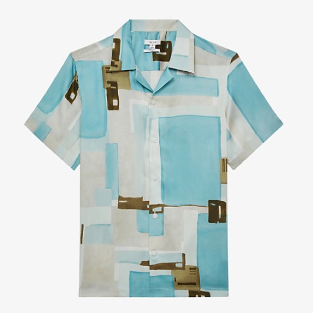 Reiss Deekay Short Sleeve Button-up Camp Shirt Men’s Size Small, NWT retail $160